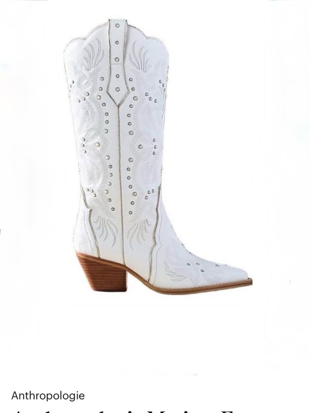 Matisse white and pearl cowboy boots size 9 excellent. Leather 2” heel $238